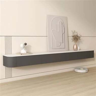 Поставка за телевизор от бял синтерован камък